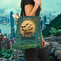 Personalised Happy Halloween with Green Moonlit