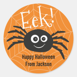 Personalised Happy Hallowen Spider Round Sticker
