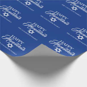 Personalised HAPPY HANUKKAH Blue Star of David Wrapping Paper