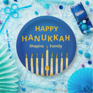 Personalised Happy Hanukkah! Menorah  Paper Plate