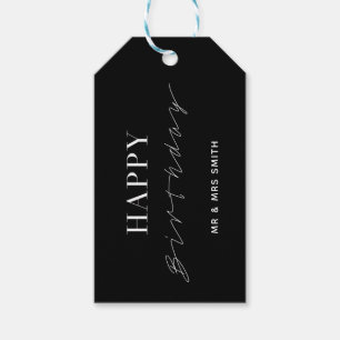 Personalised "Happy Happy Birthday" Black Gift Tags