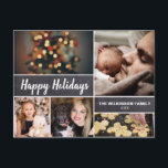Personalised Happy Holiday Christmas Photo collage<br><div class="desc">Your beautiful family photos deserve to be shared during this time of year as you send warm wishes for Christmas. "Happy Holidays" uses a handwritten font style with an chalk effect against a chalkboard background. Customise this modern collage design & personalise with your family greeting. Find the other pieces from...</div>