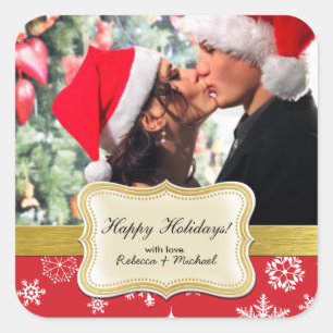Personalised Happy Holiday Photo Christmas Sticker
