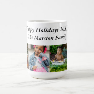 Personalised Happy  Holidays 20XX 4 Photo Classic Coffee Mug