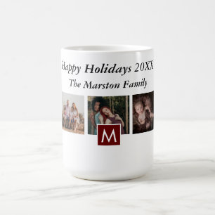Personalised Happy Holidays 20XX 5 Photo Coffee Mug