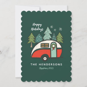 Personalised Happy Holidays Camper Holiday Card