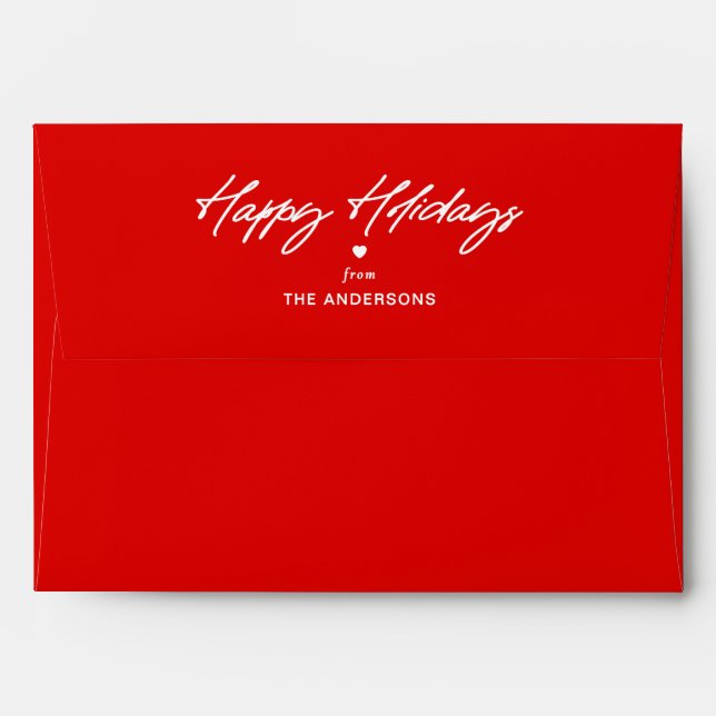 Personalised Happy Holidays Custom Name Red Envelope (Back (Top Flap))