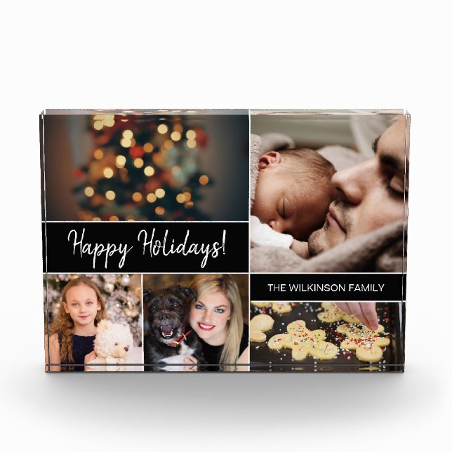 Personalised "Happy Holidays" Family Photo Block C (Front)