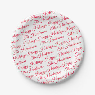 Personalised Happy Holidays Paper Plate