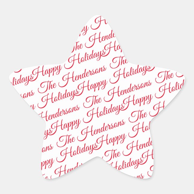 Personalised Happy Holidays Star Sticker (Front)