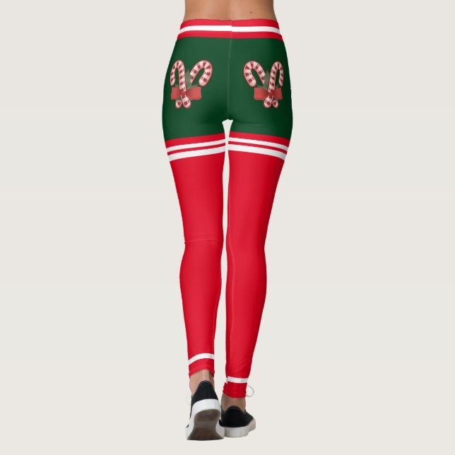 Personalised "Happy Holidays w/ Candy Canes" Leggings (Back)