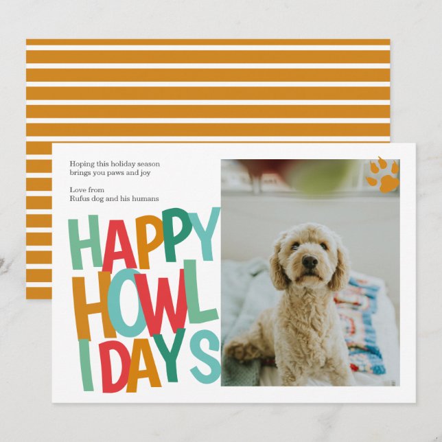 Personalised Happy Howlidays Dog Christmas Holiday Card (Front/Back)