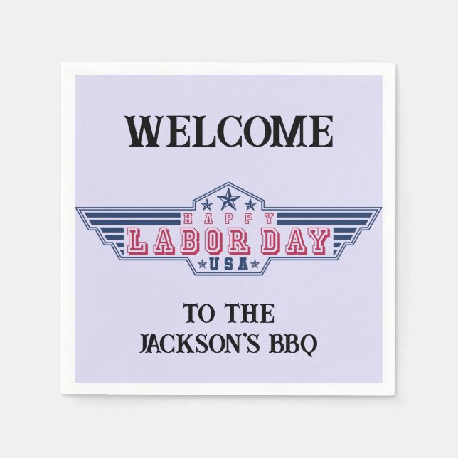 Personalised Happy Labour Day Napkin (Front)