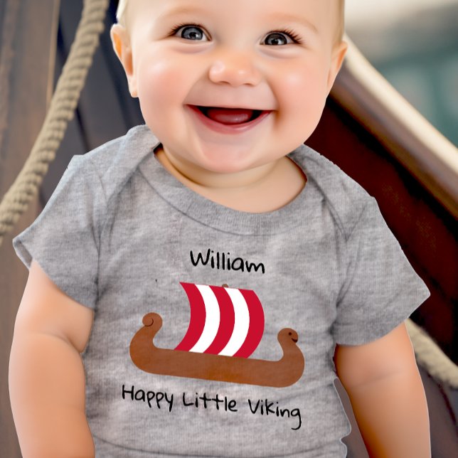 Personalised Happy Little Viking Baby Bodysuit (Creator Uploaded)
