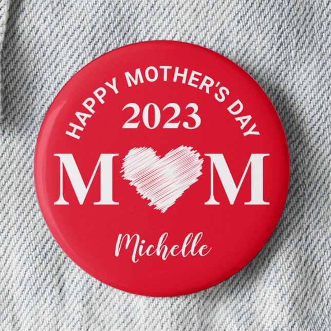 Personalised Happy Mother's Day Pin (Red) (Creator Uploaded)