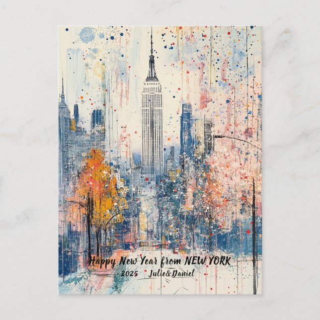 Personalised Happy New Year 2025 Manhattan card (Front)