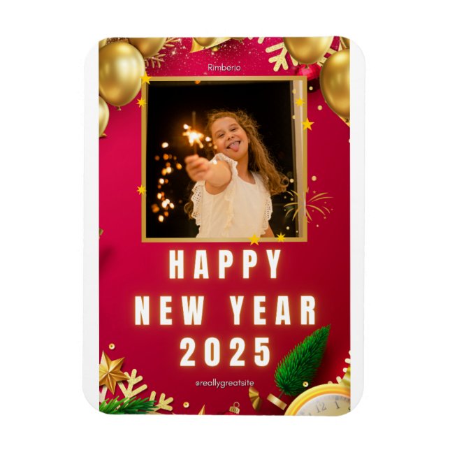 Personalised Happy New Year 2025 Photo Card Magnet (Vertical)