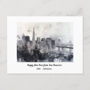Personalised Happy New Year 2025 San Francisco Holiday Postcard
