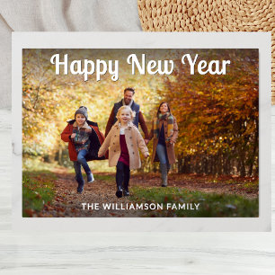 Personalised Happy New Year Family Photo Foil Holiday Card