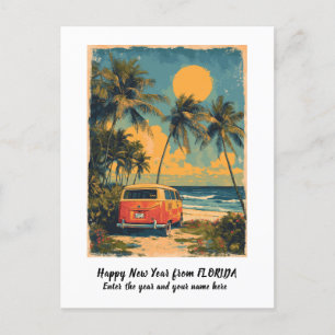 Personalised Happy New Year Florida Palm Tree Holiday Postcard