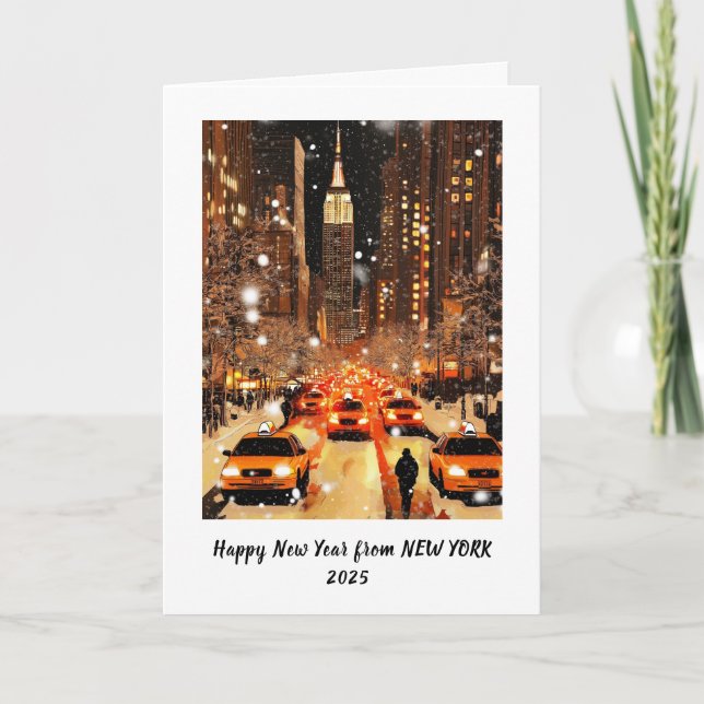 Personalised Happy New Year Manhattan New York Holiday Card (Front)