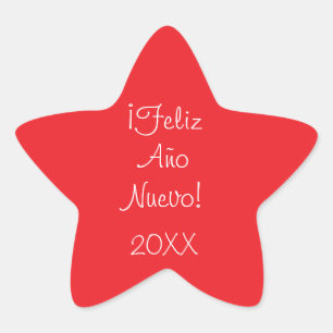 Personalised Happy New Year Red & White Stickers