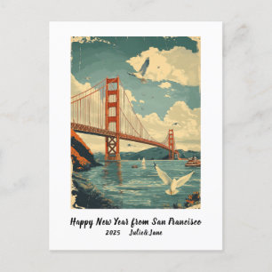 Personalised Happy New Year San Francisco Holiday Postcard
