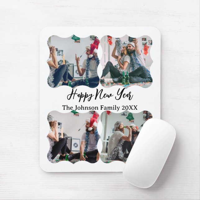 Personalised Happy New Year Script 4 collage photo Mouse Pad (With Mouse)