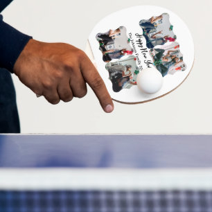Personalised Happy New Year Script 4 collage photo Ping Pong Paddle