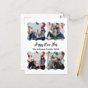 Personalised Happy New Year Script 4 collage photo Postcard