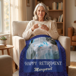 Personalised Happy Nurse Retirement Gifts Blue Fleece Blanket