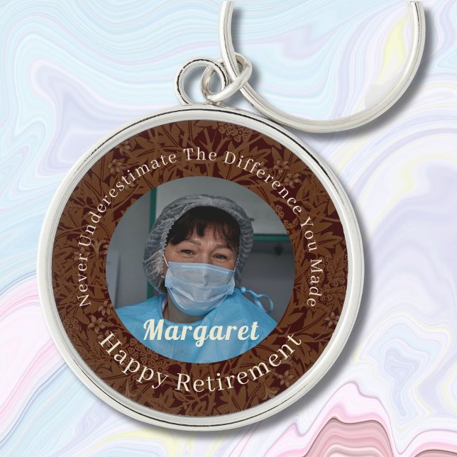 Personalised Happy Nurse Retirement Gifts Brown Key Ring (Creator Uploaded)