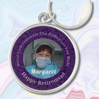 Personalised Happy Nurse Retirement Gifts Violet Key Ring