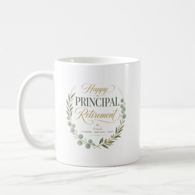 Personalised Happy Principal Retirement Gift Coffee Mug (Left)