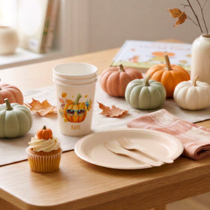 Personalised Happy Pumpkin Halloween Paper Cups