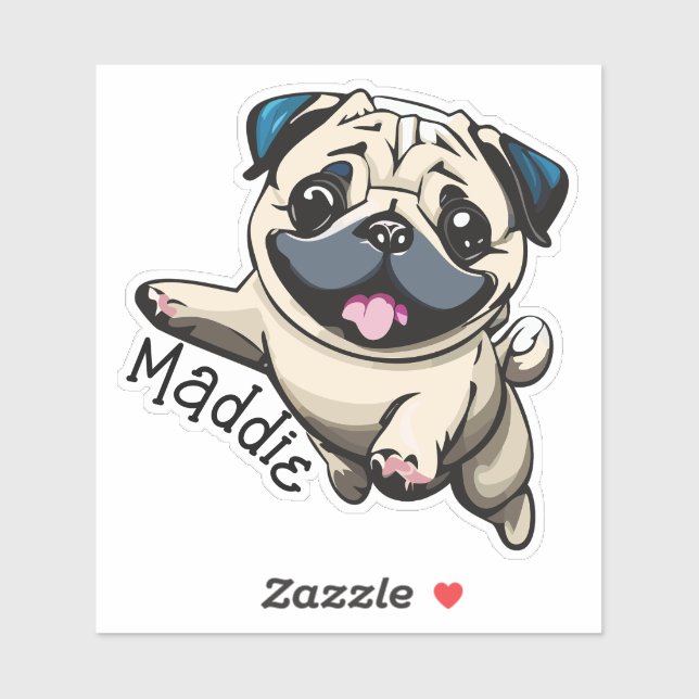 Personalised Happy Puppy Pug Jumping (Sheet)