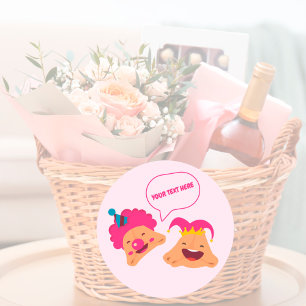 Personalised Happy Purim Cute Hamentashen   Classic Round Sticker