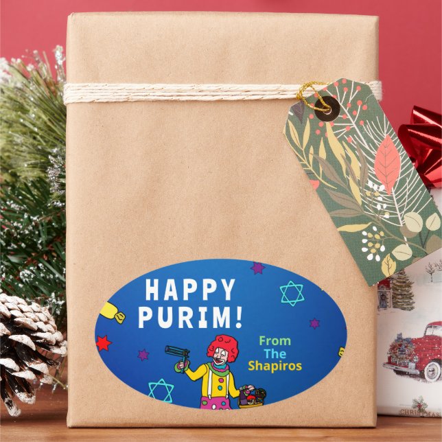 Personalised Happy Purim!  Oval Sticker (Holiday)