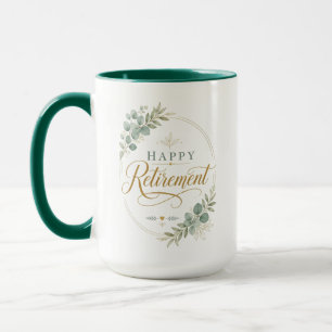 Personalised Happy Retirement Elegant Botanical Mug