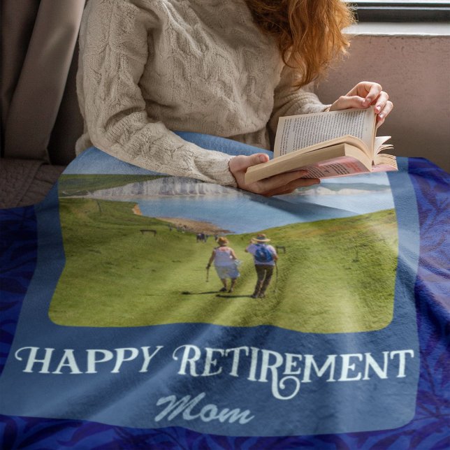 Personalised Happy Retirement Gifts for Mum Blue Fleece Blanket (Creator Uploaded)