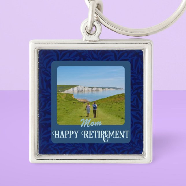 Personalised Happy Retirement Gifts for Mum Blue Key Ring (Creator Uploaded)