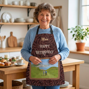 Personalised Happy Retirement Gifts for Mum Brown Apron