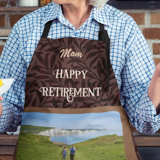 Personalised Happy Retirement Gifts for Mum Brown Apron (Creator Uploaded)