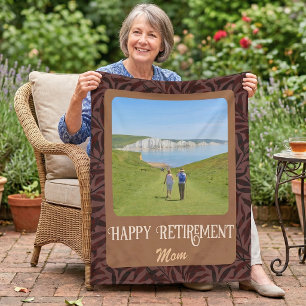 Personalised Happy Retirement Gifts for Mum Brown Fleece Blanket