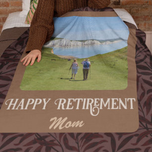 Personalised Happy Retirement Gifts for Mum Brown Fleece Blanket