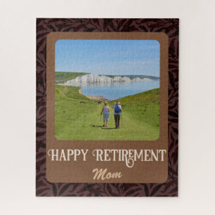 Personalised Happy Retirement Gifts for Mum Brown Jigsaw Puzzle