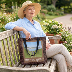 Personalised Happy Retirement Gifts for Mum Brown Tote Bag