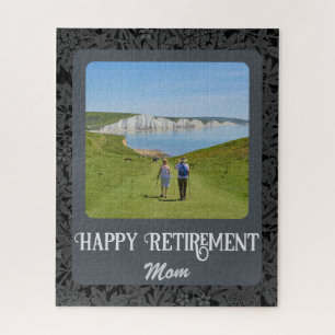 Personalised Happy Retirement Gifts for Mum Grey Jigsaw Puzzle