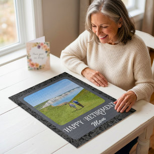 Personalised Happy Retirement Gifts for Mum Grey Jigsaw Puzzle