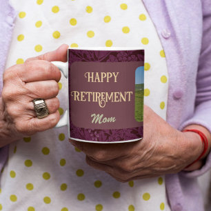 Personalised Happy Retirement Gifts for Mum Red Coffee Mug